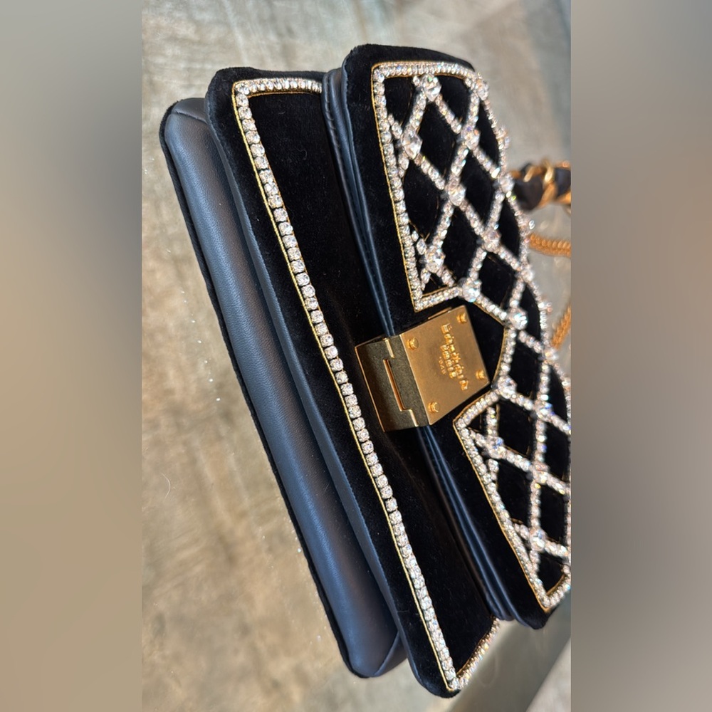 Balmain Black and Gold Clutch with Chain Details - Picture 4 of 9
